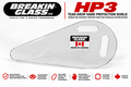 Breakin-Glass HP3 clear tear-drop hard patient protection shield for close-quarter vehicle extrication.